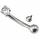 SURGICAL STEEL 316L INTERNAL BARBELL WITH AAA LASER CUT CLEAR CRYSTAL - Quality tested by Sheffield Assay Office England