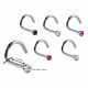 SURGICAL STEEL 316L CURVE NOSE PINS - SWAROVSKI GLUE STONE CRYSTALS - Quality tested by Sheffield Assay Office England