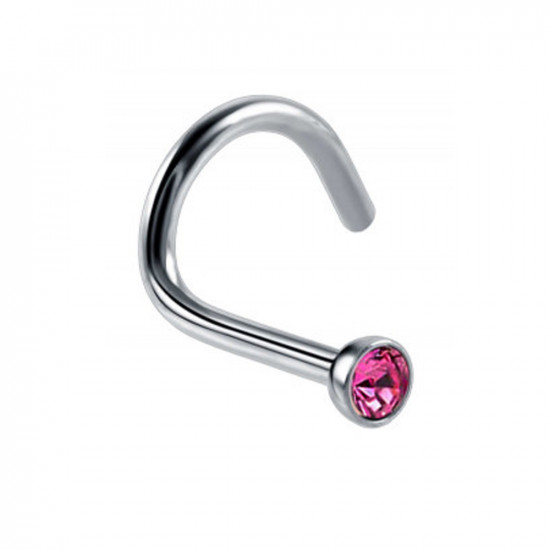 SURGICAL STEEL 316L CURVE NOSE PINS - SWAROVSKI GLUE STONE CRYSTALS - Quality tested by Sheffield Assay Office England
