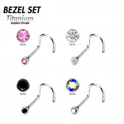 Titanium Nose Rings / Nose Hoops - Bezel set Swarovski Crystals - Quality tested by Sheffield Assay Office England