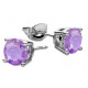 Silver Round CZ  Solitaire Stud Earrings - Various Sizes and Colors