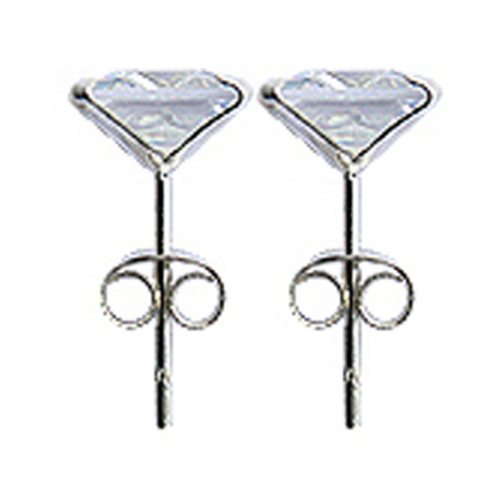 Silver Solitaire Three Prong Martini Round Stud Earring with CZ Crystal - Various Sizes