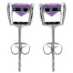 Silver Square Shape CZ  Solitaire Stud Earrings - Various Sizes and Colors