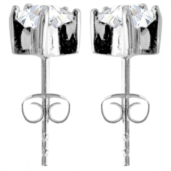 Silver Star Shape CZ  Solitaire Stud Earrings - Various Sizes and Colors