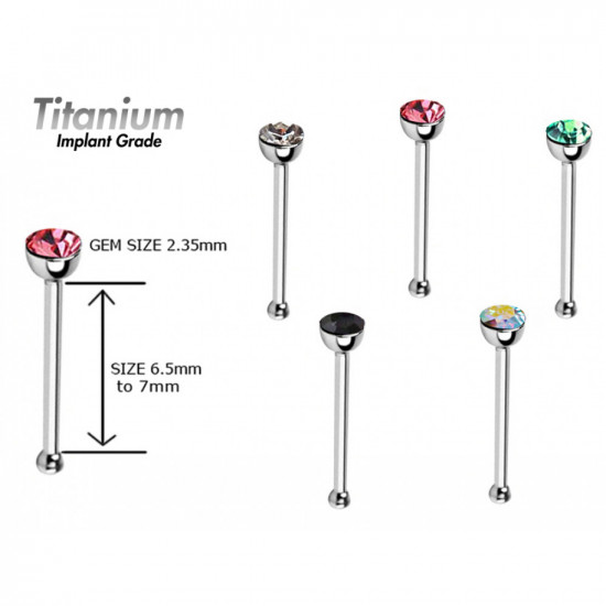 Titanium NOSE PIN - Quality Bezel Set Nose Jewelry - Swarovski Crystals - Quality tested by Sheffield Assay Office England