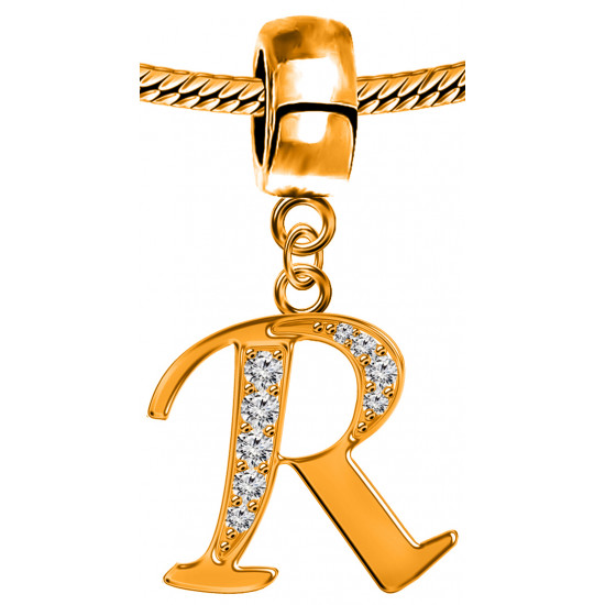 Silver Initial European Inspired Charms - Rose Gold Plated - Looks Like Real Rose Gold - Fits all European Bracelets