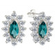 Sterling Silver Stud Floral Fashion Earrings with CZ Crystals - Various Colours