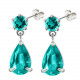 Sterling Silver Dangle Tear Drop Fashion Earrings with CZ Crystals - Various Colours
