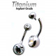 Titanium Internally Threaded DOUBLE JEWELED BANANABELL - AAA Laser Cut Crystals - Belly Button Ring for Everyday 