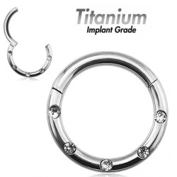 Titanium Segment Hinged Ring -  Opens & Closes Seamlessly - Top Quality - AAA Laser Cut Round Crystals - Quality tested by Sheffield Assay Office England